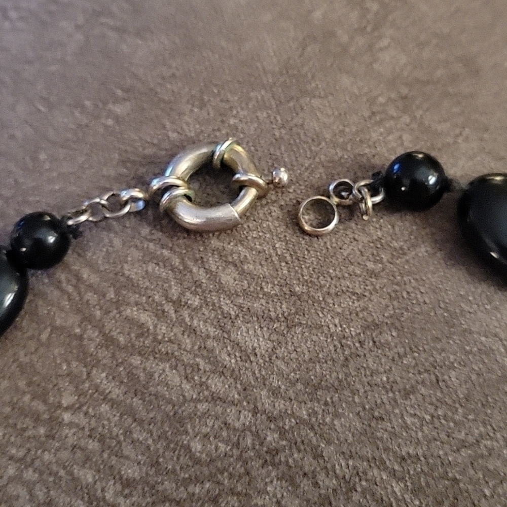 VTG Onyx Bead Knotted Collar Necklace - Picture 4 of 5